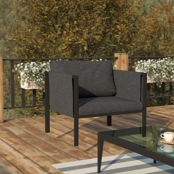 Flash Furniture Black Patio Chair with Storage & Charcoal Cushions GM-201108-1S-CH-GG - main